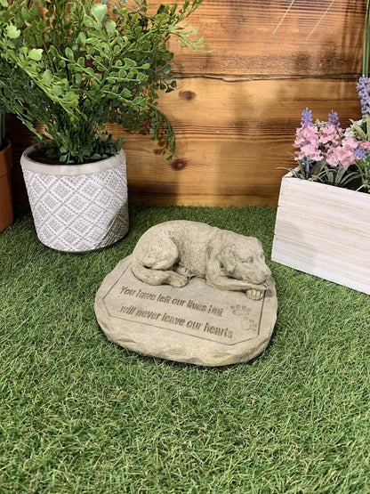 STONE GARDEN MEMORIAL DOG with VERSE STATUE ORNAMENT