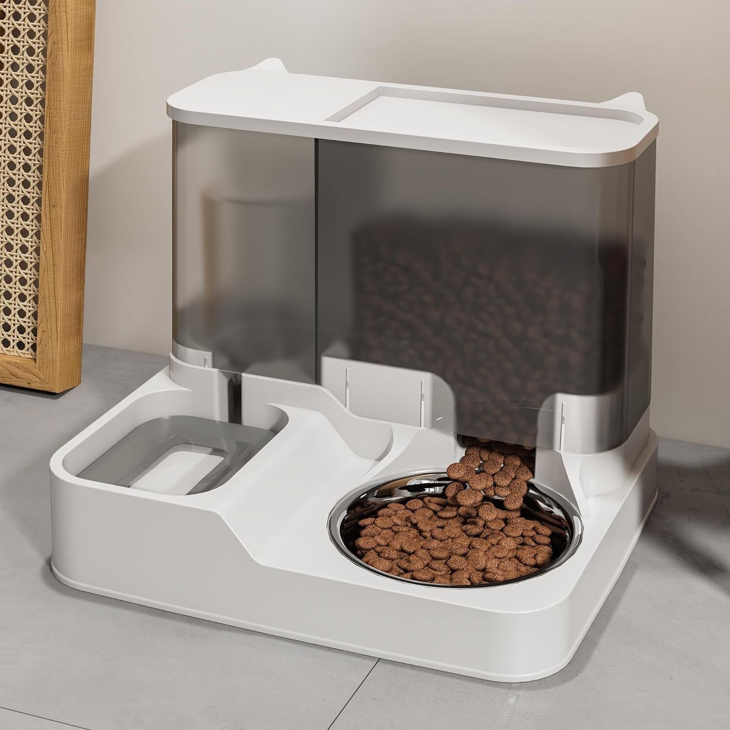2 In1 Feeder Food Water Dispenser Bowl Automatic Dog Cat Bottle Pet Self Feeding