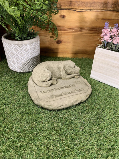 STONE GARDEN MEMORIAL DOG with VERSE STATUE ORNAMENT