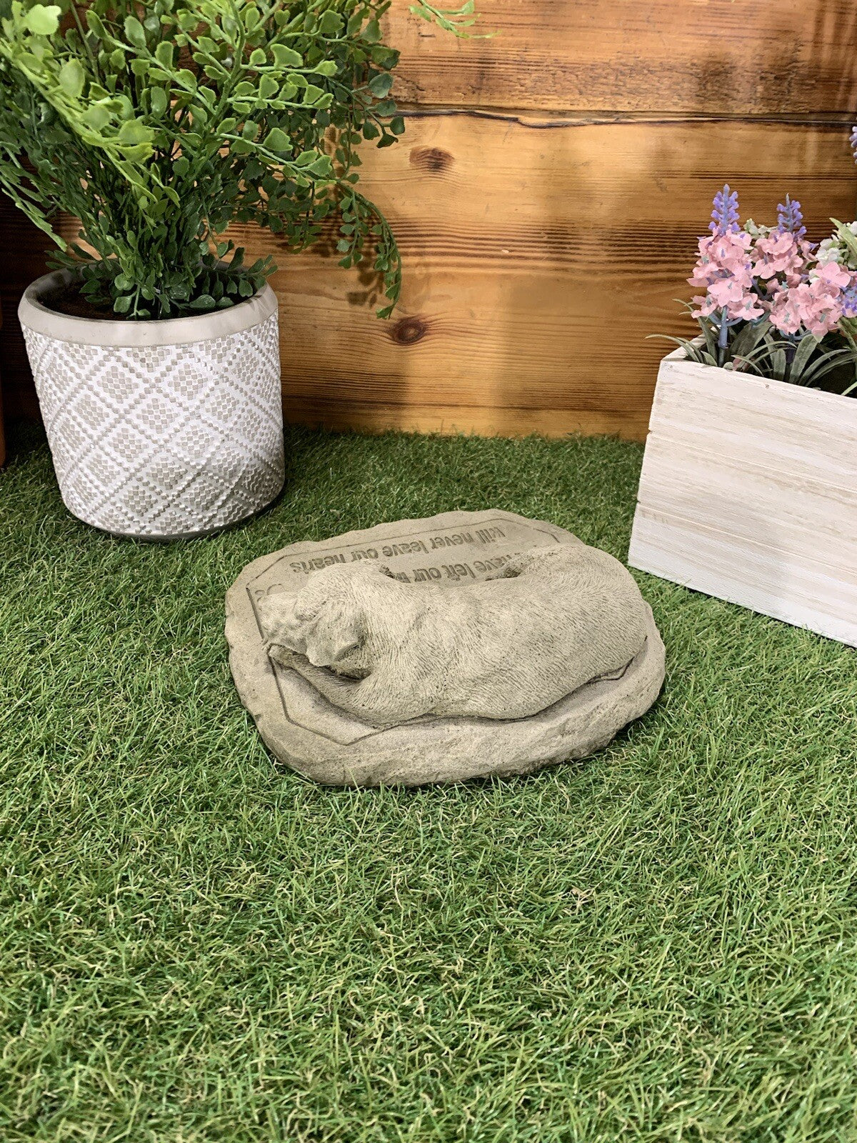 STONE GARDEN MEMORIAL DOG with VERSE STATUE ORNAMENT