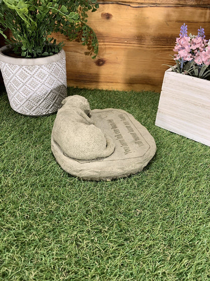 STONE GARDEN MEMORIAL DOG with VERSE STATUE ORNAMENT