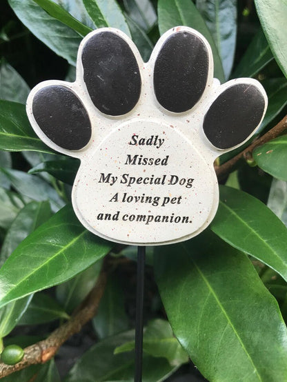 Memorial Dog Paw Stick Stake Pet Remembrance Tribute Marker Plaque