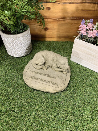 STONE GARDEN MEMORIAL DOG with VERSE STATUE ORNAMENT